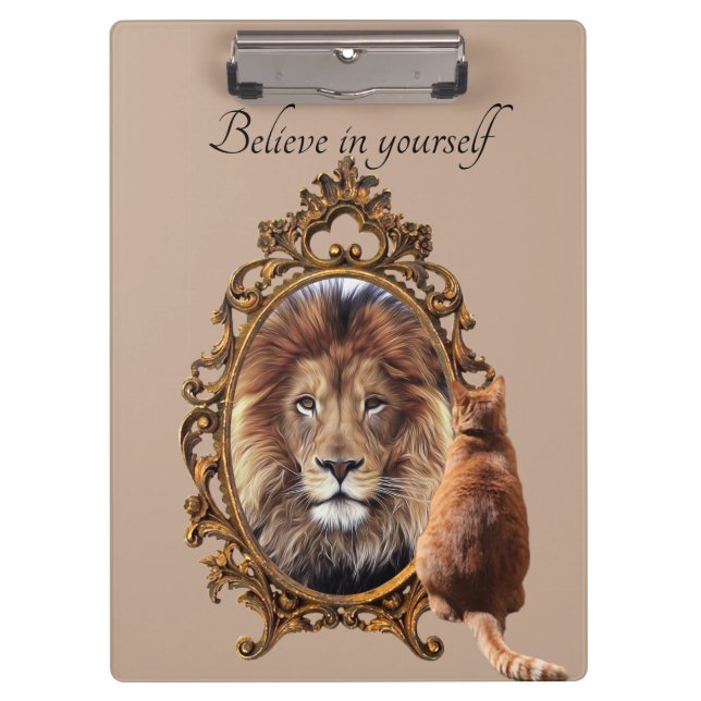 Believe In Yourself | Lion Vintage Inspirational  Clipboard (Front)