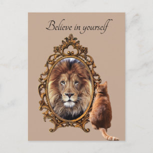 Believe In Yourself Lion Vintage Inspirational Postcard