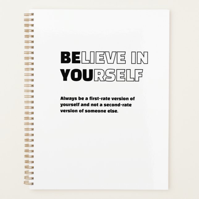Believe In Yourself Motivational Quote Planner (Front)