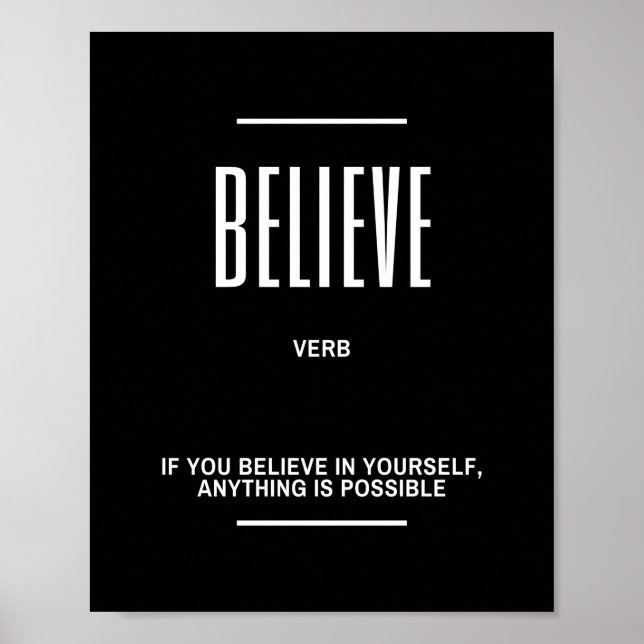 Believe In Yourself Motivational Quote Poster (Front)