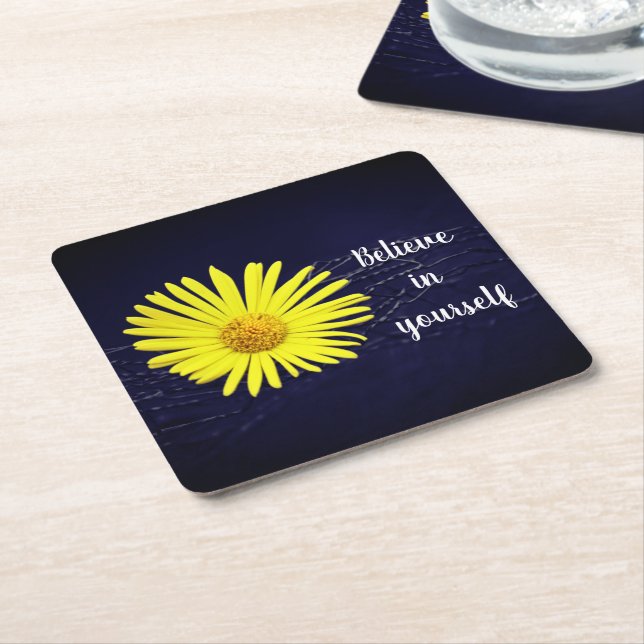 Believe in yourself square paper coaster (Angled)