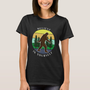 Believe in Yourself   Vintage Sunset Bigfoot   T-Shirt