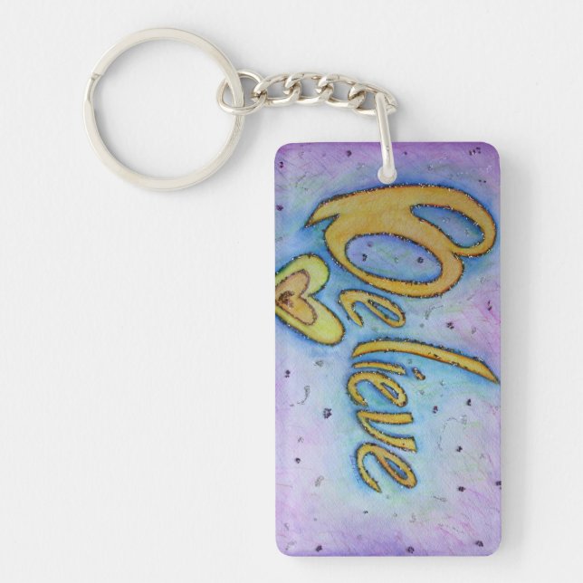 Believe Inspirational Word Keychain - Custom Text (Front)