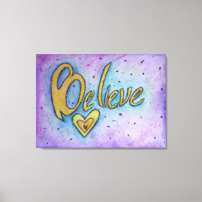 Believe Inspirational Word Painting Canvas Art (Front)