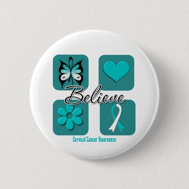 Believe Inspirations Cervical Cancer 2 Inch Round Button (Front)