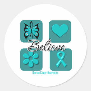 Believe Inspirations Ovarian Cancer Classic Round Sticker