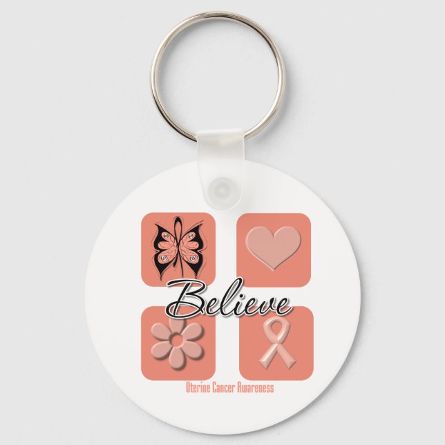 Believe Inspirations Uterine Cancer Keychain (Front)