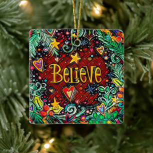 “Believe” Inspirivity Holiday Ceramic Ornament