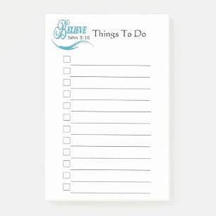 Believe John 3:16 Things To Do Post-it Notes