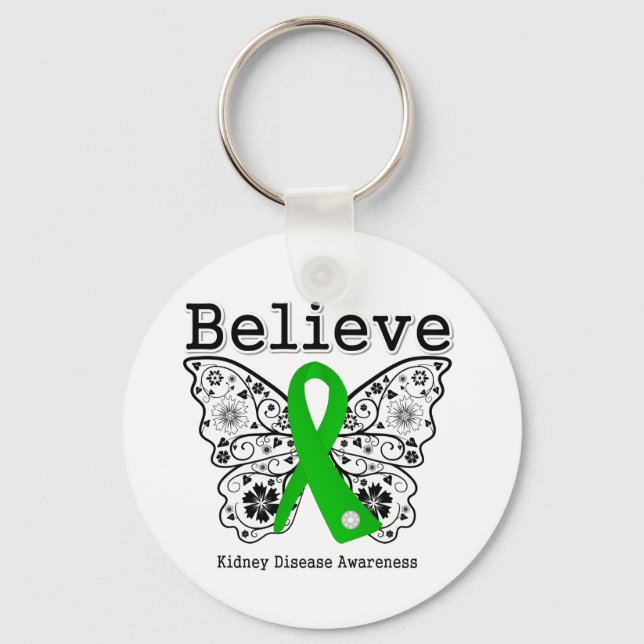 Believe Kidney Disease Awareness Keychain (Front)