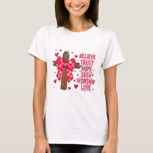 Believe Like Mary Trust Like Joseph Coquette Cross T-Shirt