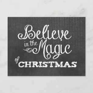 believe magic of Christmas Chalkboard Holiday Postcard