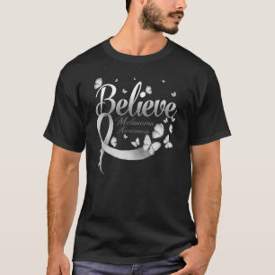 Believe Melanoma Awareness Butterfly T-Shirt