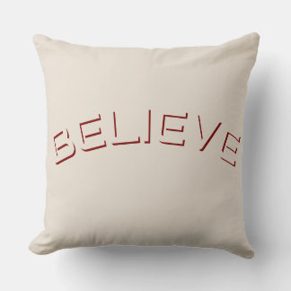 Believe Minimal Beige Cream  Throw Pillow