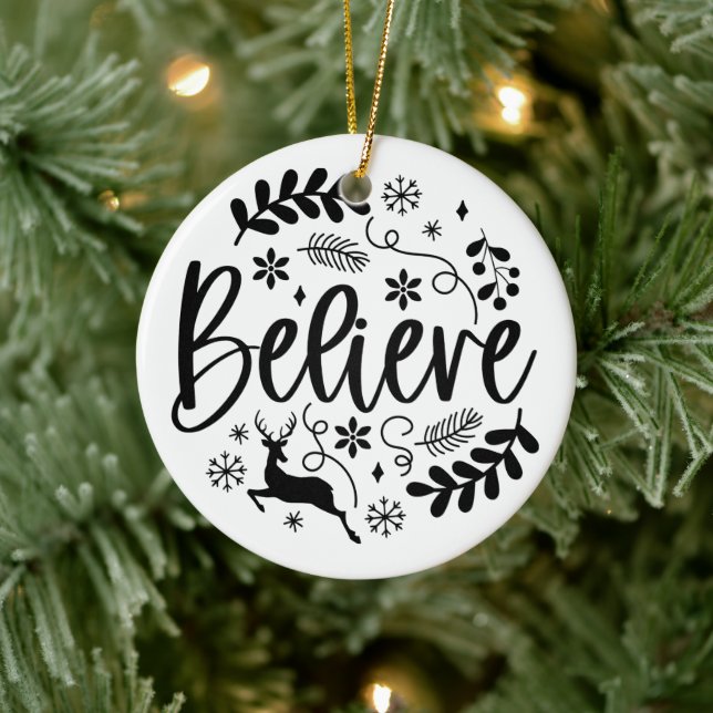 Believe Modern  Ceramic Ornament (Tree)
