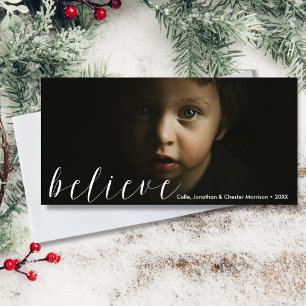 Believe   Modern Soulful Beautiful Holiday Photo Card