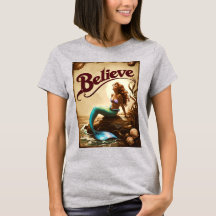 Believe Motivational Mermaid Vintage Retro Women's