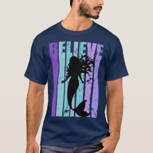 Believe Motivational Mermaid Womens Girls Magical T-Shirt