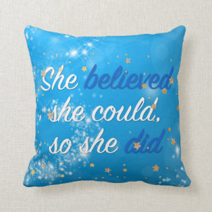 Believe Motivational Quote   Typography Script Throw Pillow
