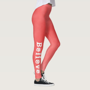Believe, motivational  tangerine coloured gym leggings
