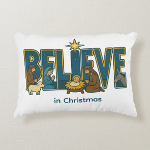 Believe nativity accent pillow