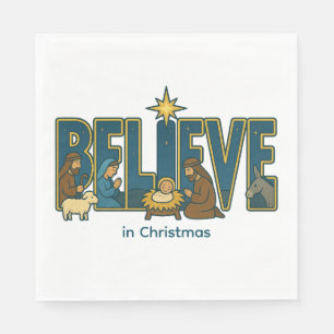 Believe nativity napkin