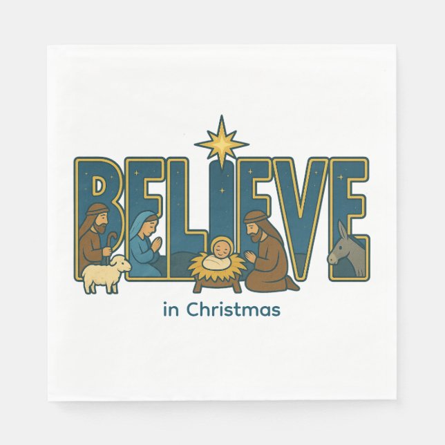 Believe nativity  napkin (Front)