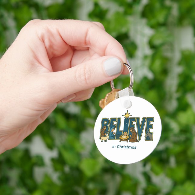 Believe nativity Ornament Keychain (Hand)