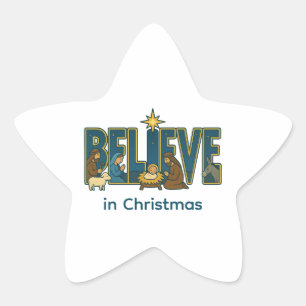 Believe nativity  star sticker