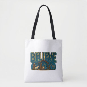 Believe Nativity Tote Bag