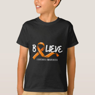 Believe Orange Ribbon Leukaemia Blood Cancer Aware T-Shirt