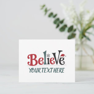 Believe Personalized Christmas Party Family  Holiday Postcard