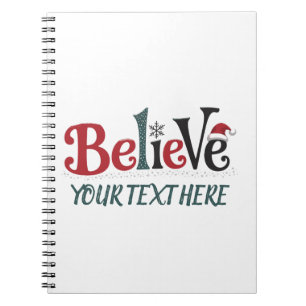 Believe Personalized Christmas Party Family  Notebook