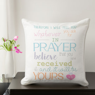 believe prayer mark 11-24 throw pillow