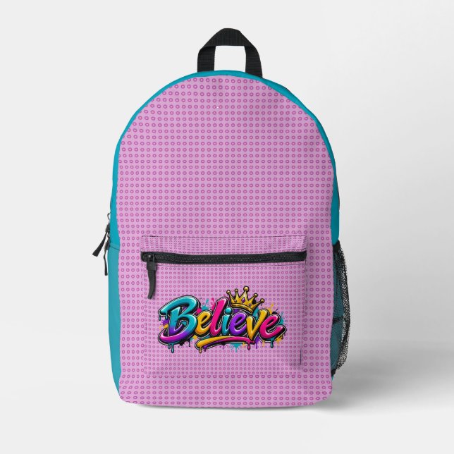 Believe  printed backpack (Front)