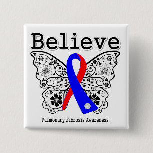 Believe Pulmonary Fibrosis Awareness 2 Inch Square Button