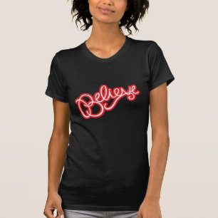 Believe red and white ladies t-shirt