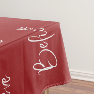 Believe Red White Modern Holiday Christmas Tablecloth