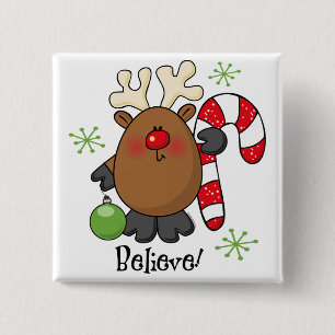 Believe Reindeer 2 Inch Square Button