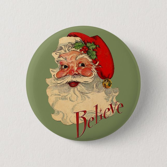 Believe Santa 2 Inch Round Button (Front)
