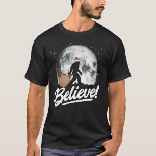 Believe! Santa Bigfoot Christmas Snow & Moon Night T-Shirt