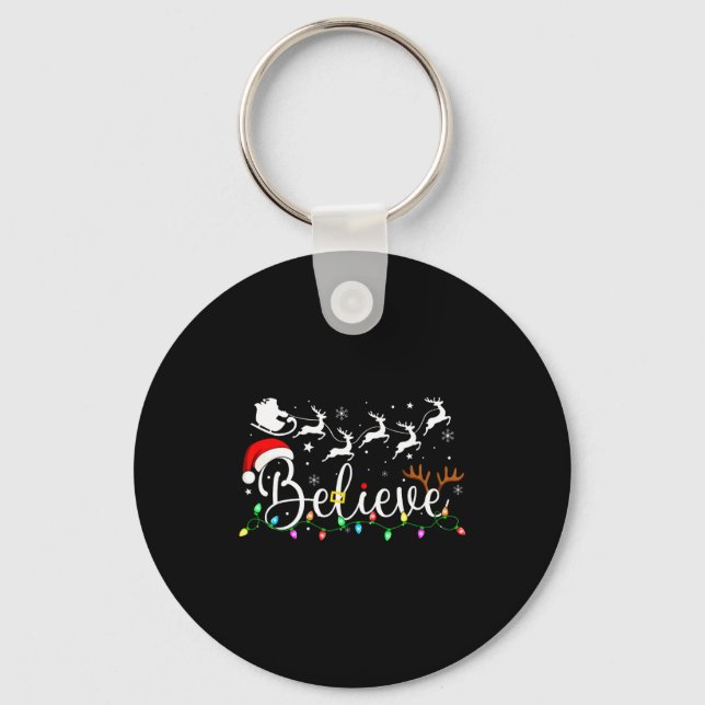Believe Santa Claus Believe Christmas Matching Paj Keychain (Front)