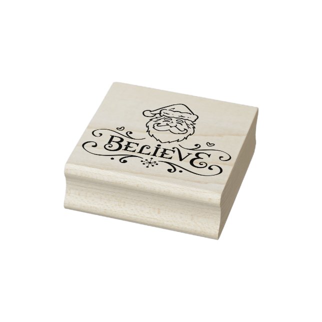 Believe Santa Claus Christmas Card Rubber Stamp (Stamp)
