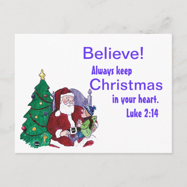 Believe------Santa Holiday Postcard (Front)