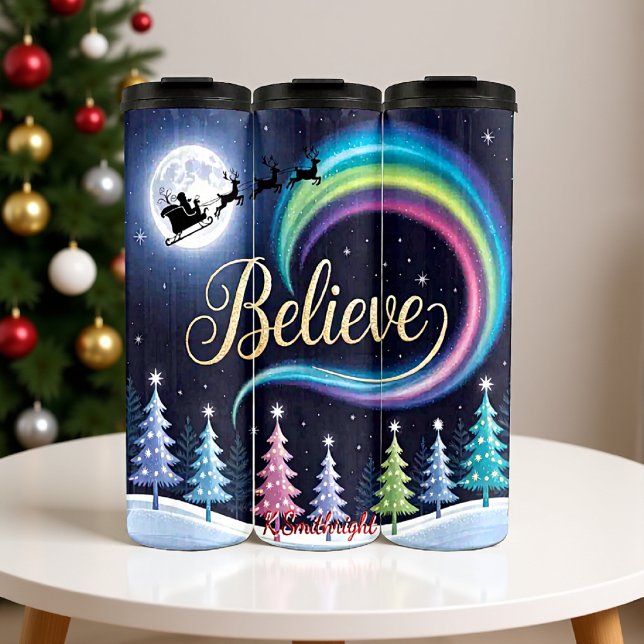 Believe Santa in Night Sky Thermal Tumbler (Creator Uploaded)