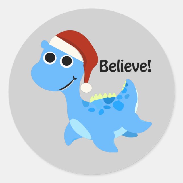 Believe! Santa Nessie Classic Round Sticker (Front)