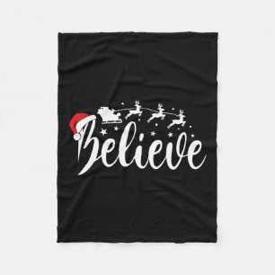 Believe Santa Xmas Pajama Fun Christmas Vibes Men  Fleece Blanket
