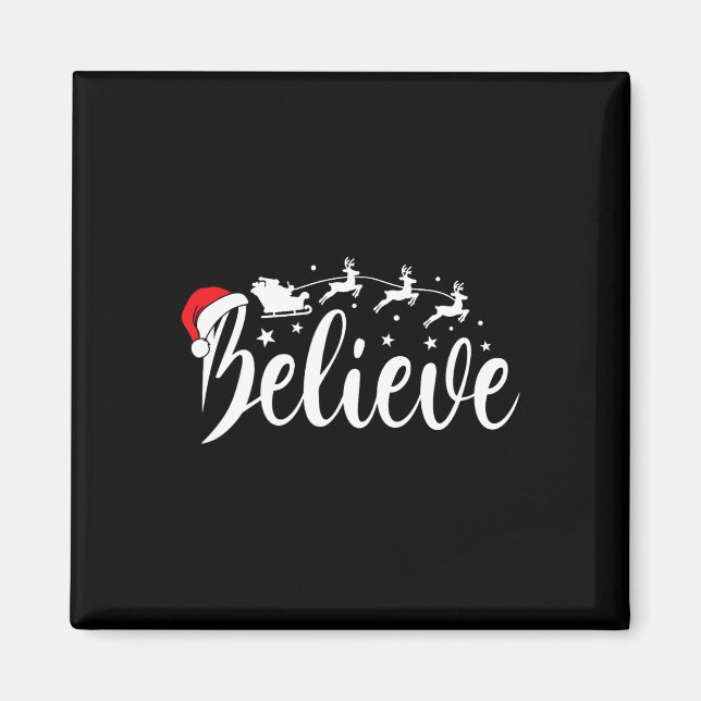 Believe Santa Xmas Pajama Fun Christmas Vibes Men  Magnet (Front)