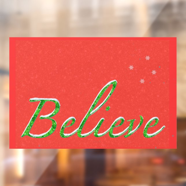 Believe Snowy Green Script Font Window Cling (Sheet 2)