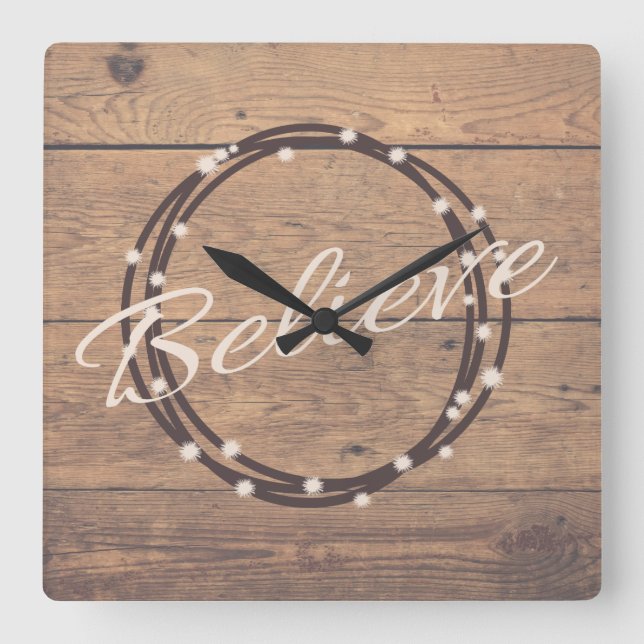Believe Square Wall Clock (Front)